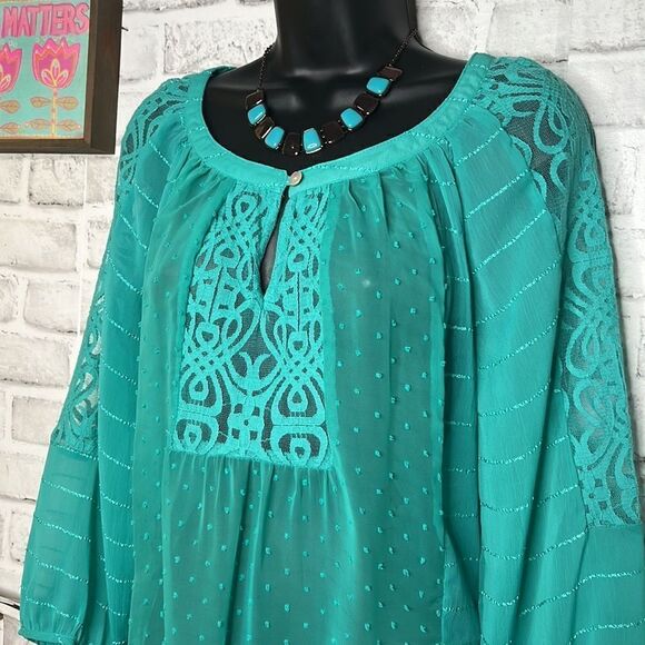 Fig and Flower Turquoise Blouse with Embroidered Design - Picture 5 of 7